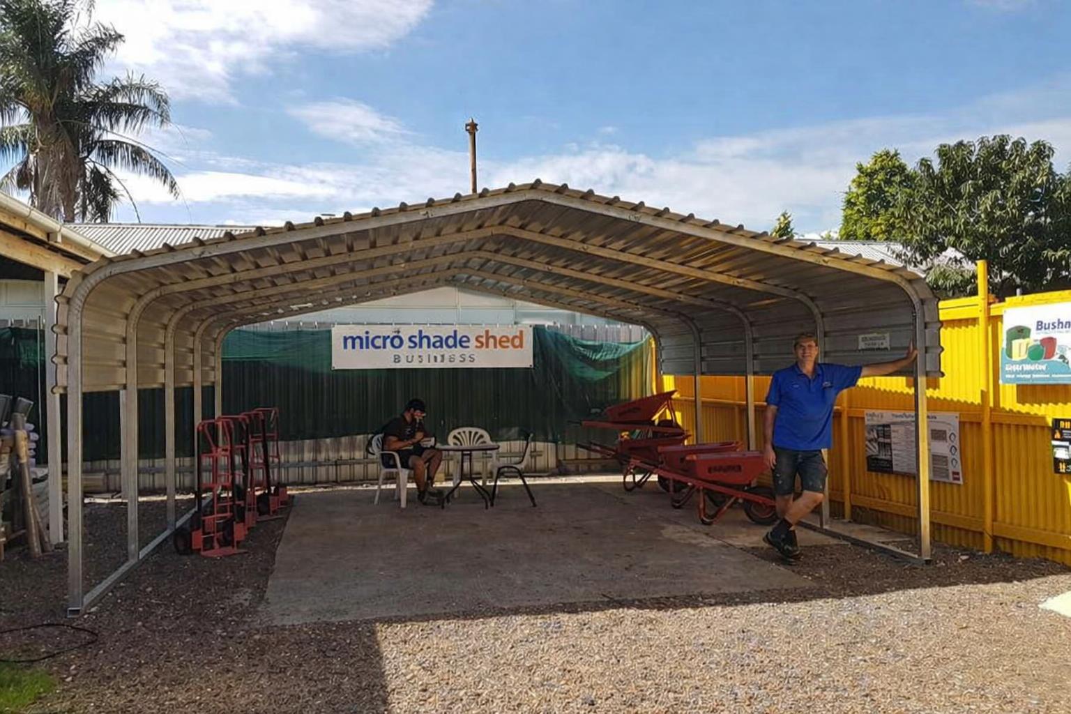 Micro Shade Sheds owner small display setup